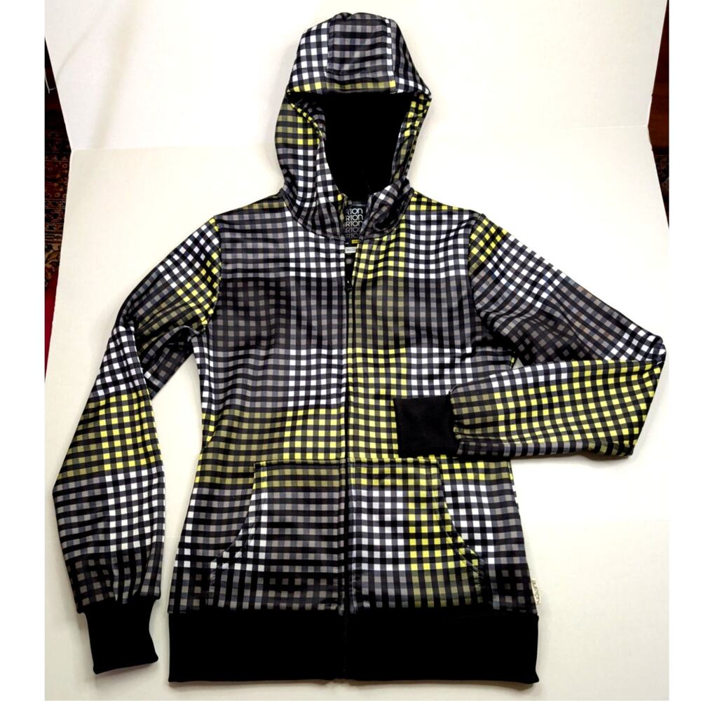 Burton Dry Ride Women's M Snowboarding Ski Jacket Hooded Checkered Black White